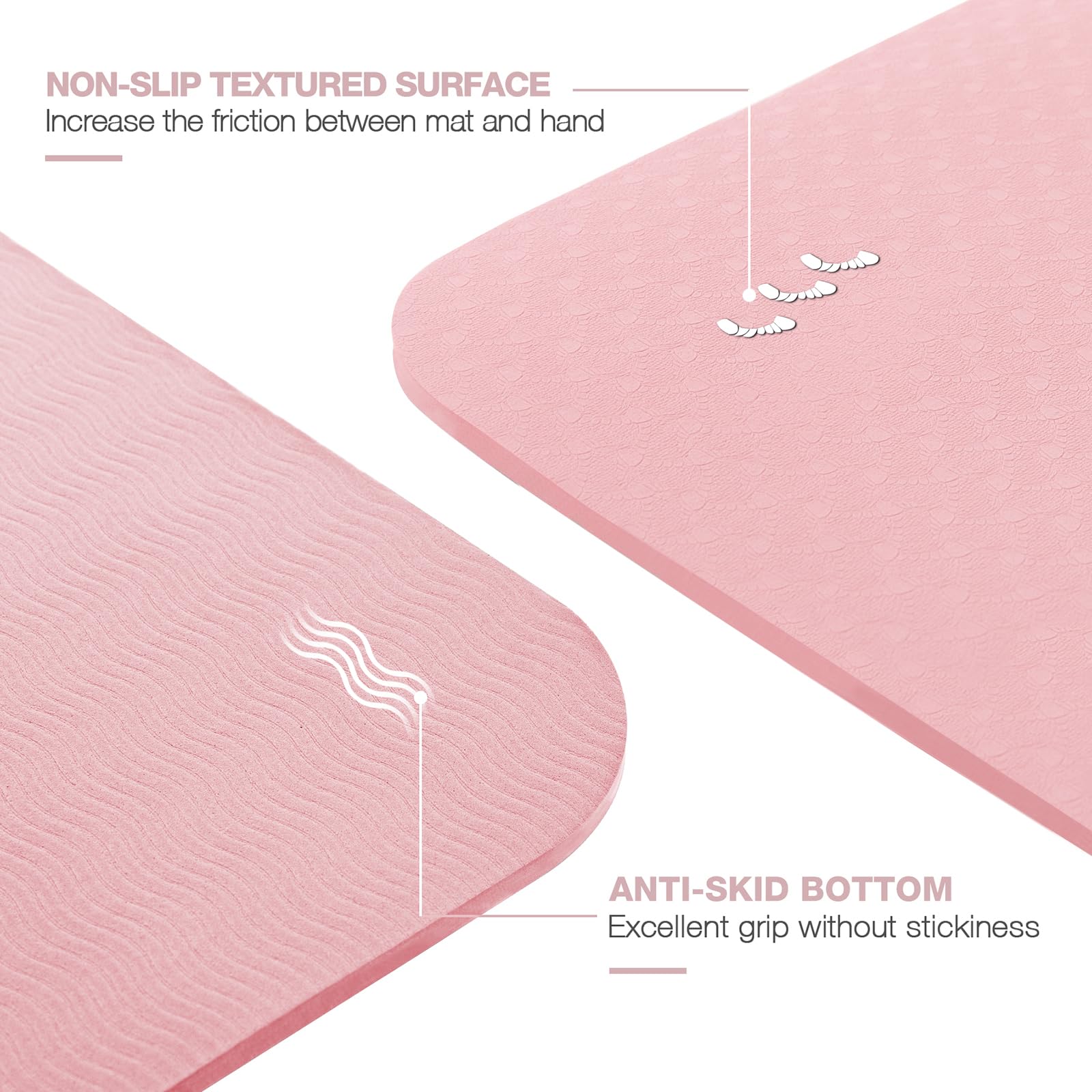 Non-Slip Yoga Mat – Eco Friendly Anti-Tear Pilates Mat, 1/4” Thick Exercise Mat for Women with Carrying Sling & Storage Bag
