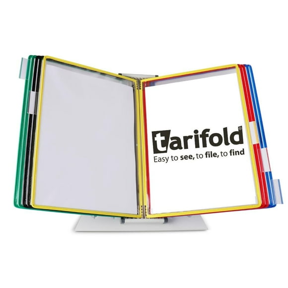 TARIFOLD Desktop Reference and Display System, 10 Double-Sided Pockets, Letter-Size, Assorted Pocket Colors (D291)