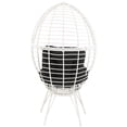 thumbnail image 4 of JERFIT Modern Outdoor Patio Lounge Chair with Removable Cushion, White and Black Wicker Garden Seating for Deck, Poolside, 4 of 7
