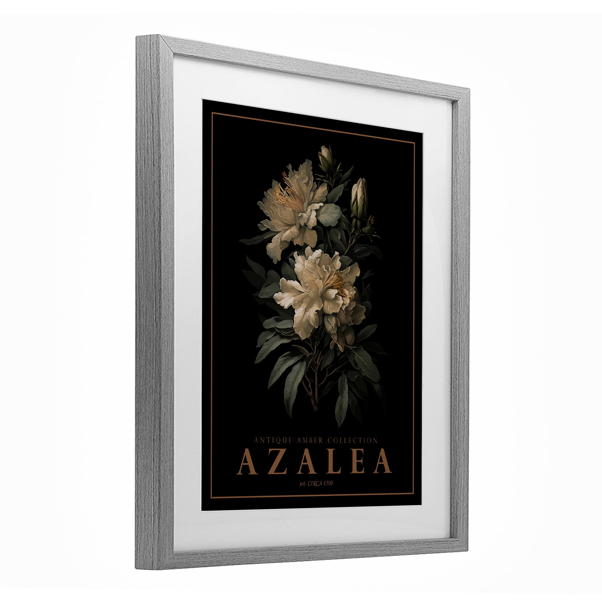 Stupell Industries Antique Azalea Bushel Gray Framed Print Under Glass, design by Christopher Giampietro