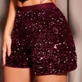 thumbnail image 1 of MKLEKYY Pijama Corto Para Mujer, Pantalones Cortos Rectos Decorados Con Lentejuelas De Color Liso A La Moda Para Mujer, Pantalones Cortos Casuales De Cintura Alta, 1 of 4
