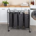 thumbnail image 3 of Household Essentials Rolling Laundry Sorter, 4 Bag Laundry Sorter Cart with Washable and Removable Bags, Black, 3 of 10