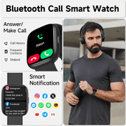 Smart Watch for Women and Men Compatible with Android and iOS, 1.83 HD Touchscreen Smartwatch with Alexa Built-in, Bluetooth Calling, IP68 Waterproof, 120+ Sports, Black