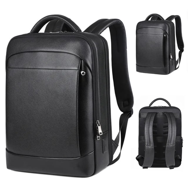 100% Genuine Leather Backpack For Men 15.6 Inch Laptop Backpack USB Charge Anti-Theft Waterproof Large Capacity Male Travel Bags DMH