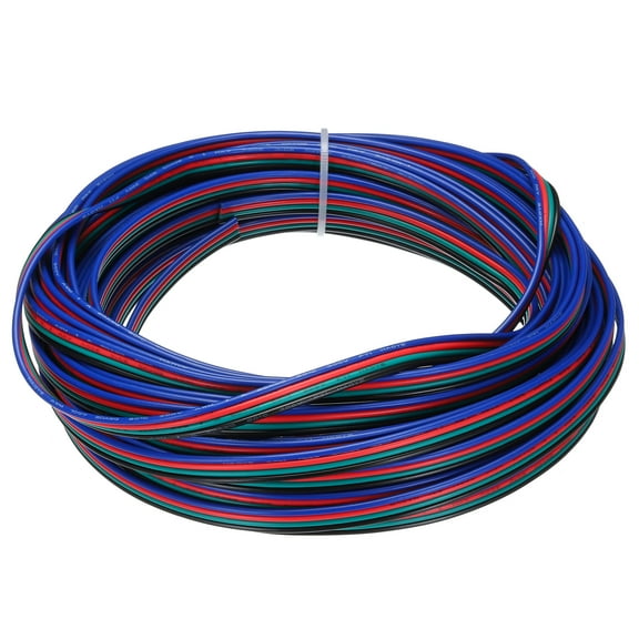 20 AWG Flat Ribbon Wire, LED Extension Cable 4 Pin, 40Ft/12M Long 1.8mm Dia 4 Color Stranded Tinned Copper