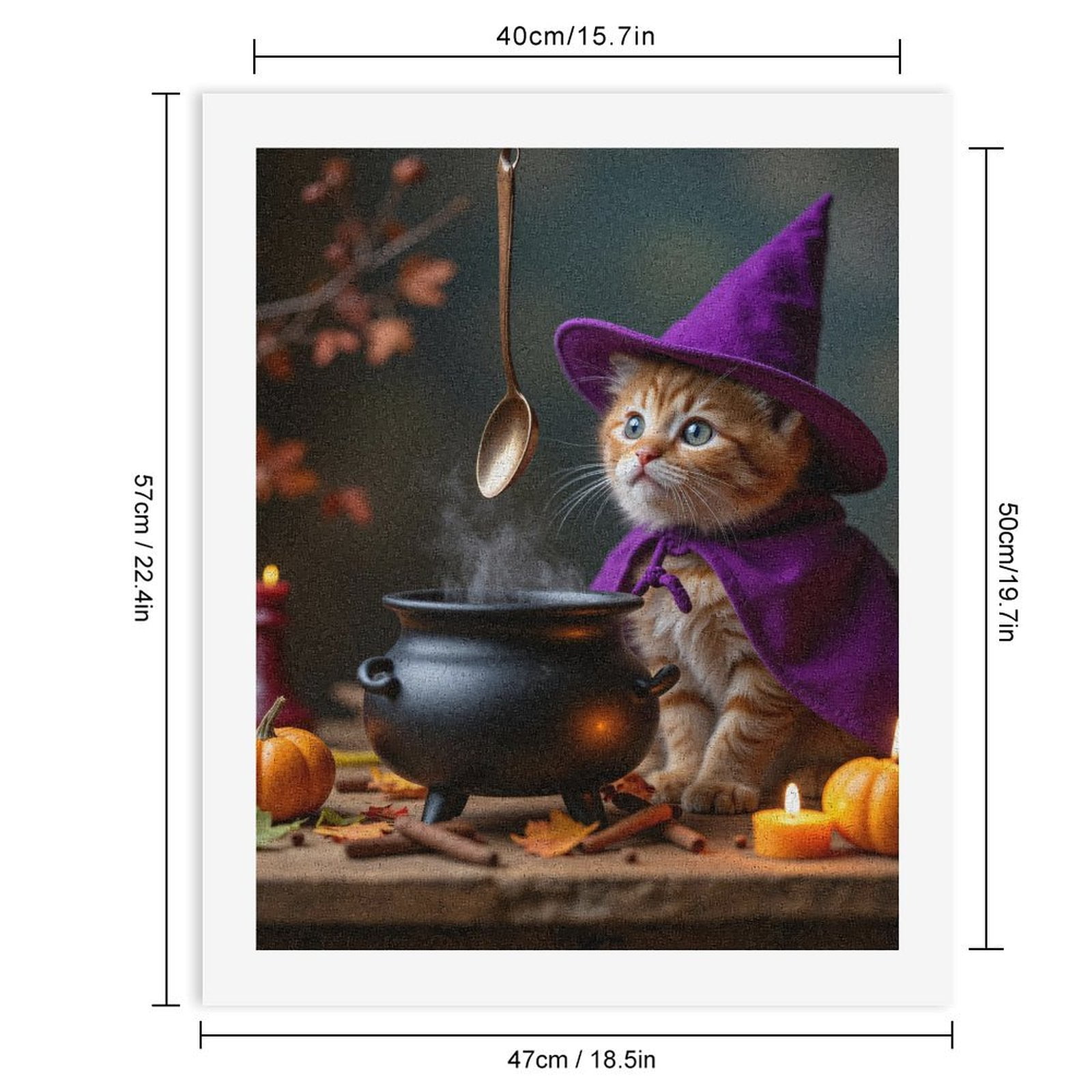 Paint By Numbers Kit for Adults Beginner - DIY Cute Kitten Witch Cauldron Candle Canvas Painting Kits for Adults, Frameless Paint By Number for Adults for Home Wall Decor 16x20 Inch