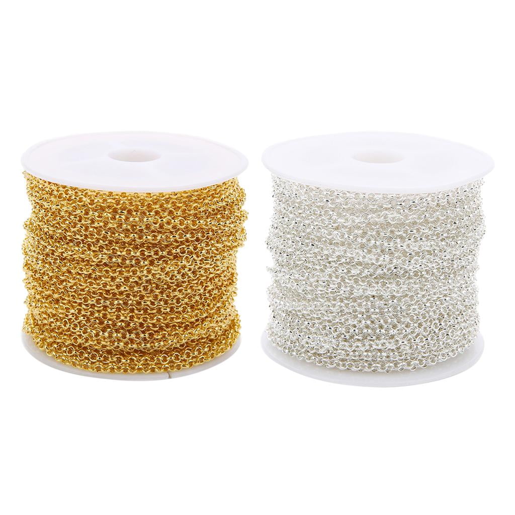 30 Feet/Roll Iron Cable Chain Twisted Necklaces Width 2mm for Jewelry  Making Chain Gold and of 2 Rolls 