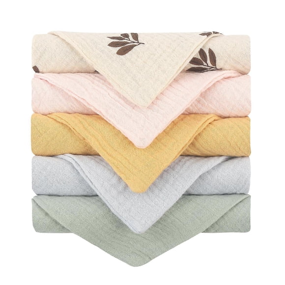 Baby Square Face Towel Infant Drooling Bibs Wash Cloth Cotton Muslin-Handkerchief Skin Friendly Nursing Burp Cloth 5PCS