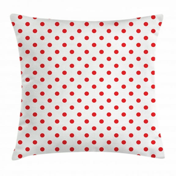 Red Throw Pillow Cushion Cover, Classical Pattern with Country Picnic Theme Retro Style Polka Dots Geometrical Spots, Decorative Square Accent Pillow Case, 24 X 24 Inches, Red White, by Ambesonne