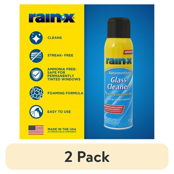 (2 pack) Rain-x Automotive Glass Cleaner Aerosol 19oz - 630175