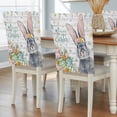 thumbnail image 2 of Happy Easter Chair Covers Set of 8 Spring Floral Rabbit Colored Eggs White Wood Grain Chair Back Covers Stretch Removable Washable Slipcovers Protector for Dining Room Kitchen Party Decor, 2 of 9