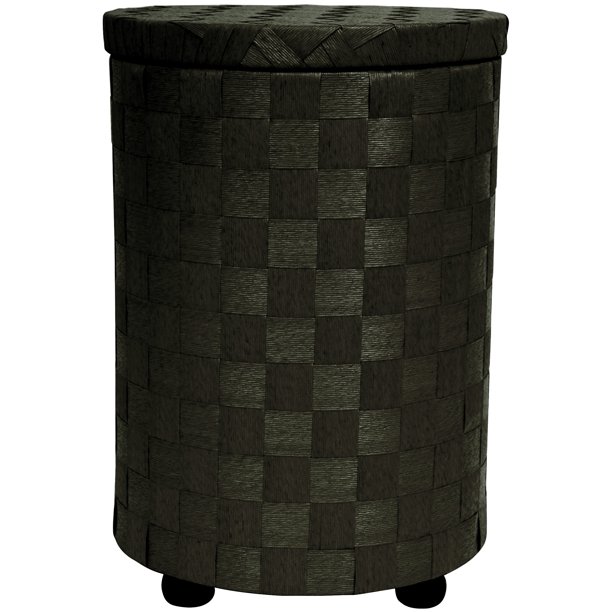 26" Natural Fiber Laundry Hamper Black