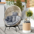 thumbnail image 5 of Costway Oversized Egg Style Chair with Cushions & Headrest Heavy-Duty Metal Frame for Yard Grey, 5 of 11
