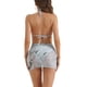 thumbnail image 3 of Conjuntos de bikini de tirantes con estampado de teñido anudado para mujer, traje de baño de 3 piezas, parte inferior triangular, falda de cobertura, traje de baño grande en gris claro, 3 of 5