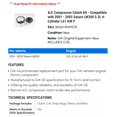 thumbnail image 2 of A/C Compressor Clutch Kit - Compatible with 2001 - 2003 Saturn LW200 2.2L 4-Cylinder L61 VIN F 2002, 2 of 2