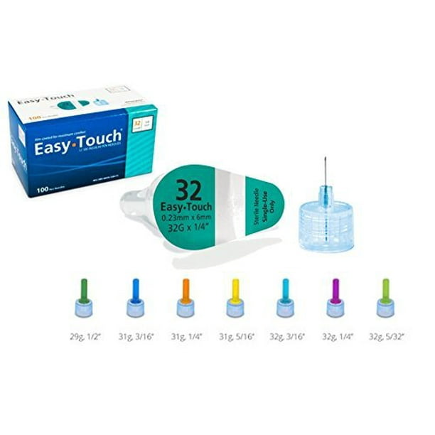 5 32 Vs 3 16 EasyTouch Pen Needles - 32G (3/16 5mm) 100 count (32g- 3/16 5mm
