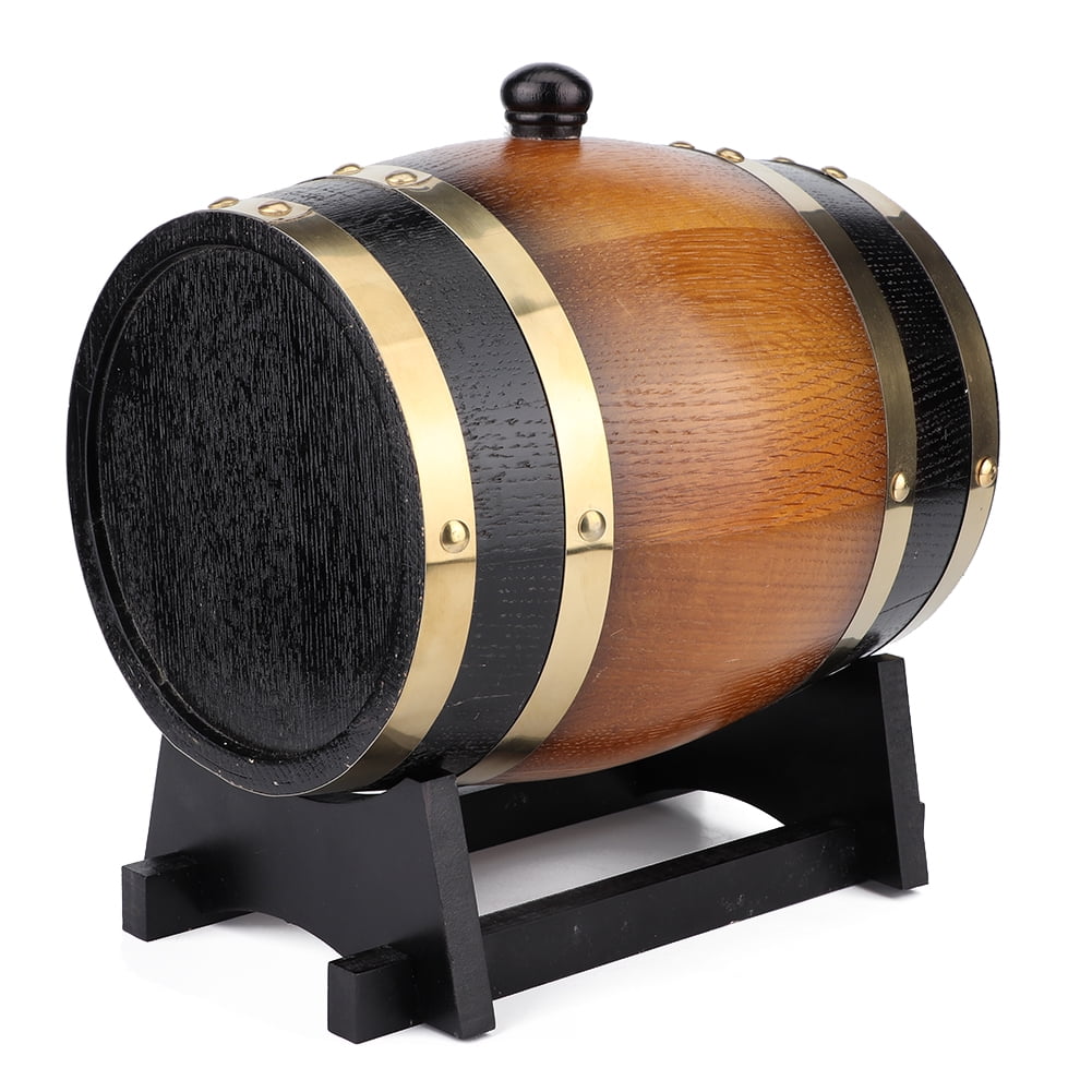 Cergrey 3L Large Capacity Retro Color Oak Wood Red Wine Barrel Bucket