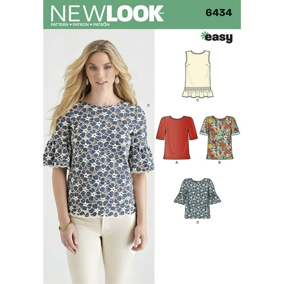Simplicity Misses' Tops Sewing Pattern with Fabric Variations Size A (10-12-14-16-18-20-22) 6434