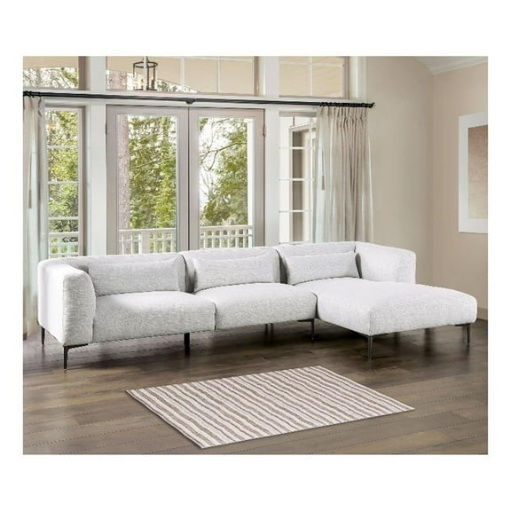 Furniture of America Millie Cotton Linen Sectional with Right Chaise in Gray