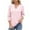 Pink, variant on Babysbule Women's Summer Casual Tops Short Sleeve V Neck 3/4 Sleeve Curved Hem Loose Tunic Tops