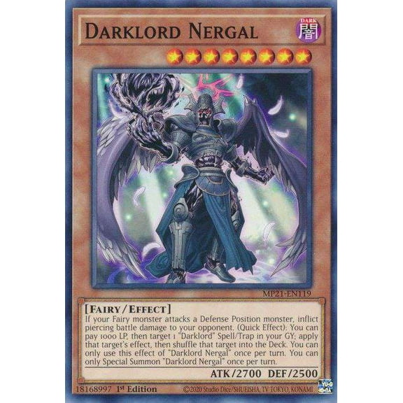 YuGiOh 2021 Tin of Ancient Battles Common Darklord Nergal MP21-EN119