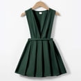 thumbnail image 2 of Girls' School Uniform V-Neck Jumper Dress Pleated Pull-on Scooter Skirt (Green 3-4 Years), 2 of 4