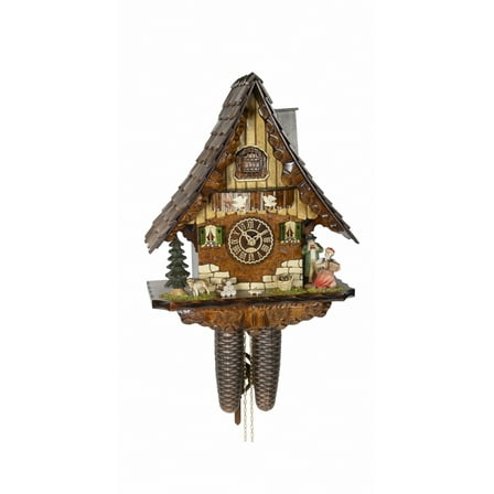 Cuckoo Clock Black Forest house, 8 day running time, walnut