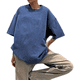 thumbnail image 3 of Camisetas Oversize para Mujer, Camisetas Vintage de Algodón, Cuello Redondo, Corta, Túnicas Lavadas de Verano. Azul 5XL, 3 of 8