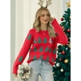 thumbnail image 4 of Women'S Ugly Funny Christmas Sweaters Long Sleeve Knit Pullover Sweater Cute Reindeer Tree Snowflake Sweater Red XL, 4 of 5