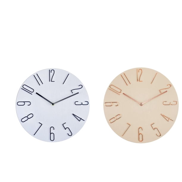 2x Hanging Wall Clocks Non Ticking Silent Simple 12 Wood Grain Baoblaze 2x reloj de pared
