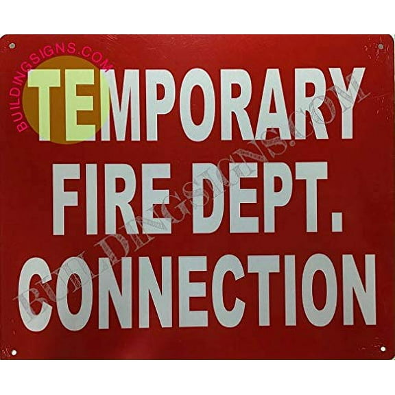 Temporary FIRE DEPT Connection Sign (Aluminium Reflective, RED 10x12) (ref-2201)
