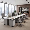 thumbnail image 2 of Lacoo Mid-Back Faux Leather Office Desk Chair Executive Conference Task Chair with Arms, Gray, 2 of 7
