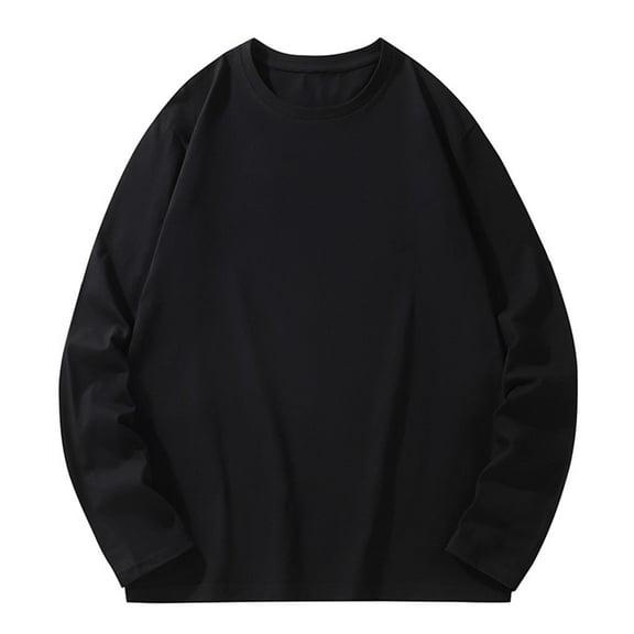 NoxwB (L-6XL)Big and Tall Baggy Plain Oversized Cotton T-Shirts for Men Casual Workout Pullover Soft Comfort Long Sleeve Crewneck Tees Tops Black 6XL