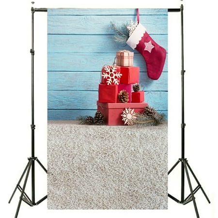Image of LELINTA Christmas Studio Photo Video Photography Backdrops 7x5FT Christmas Trees & Stockings & Gifts Printed Xmas Party Decoration Vinyl Fabric Background Screen Props