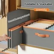 Glowvia 2-Pack Fabric Storage Bins with 4 Detachable Dividers and Handle - Foldable, Stackable Wardrobe Organizer