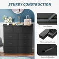 thumbnail image 6 of CRXX 9-Drawer Fabric Dresser for Bedroom,Tall Storage Tower with Metal Frame and Easy-Pull Fabric Bins,Storage Dresser Clothes Organizer for Living Room,Closet,Nursery,Black, 6 of 7