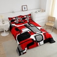 thumbnail image 4 of Erosebridal Geometric Sqare Comforter Sets Queen Size,Abstract Artwork Bedding Queen Comforter Set,Rectangle Decor,Reversible,Breathable,3 Pieces, 4 of 8