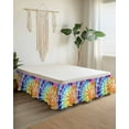 thumbnail image 2 of Boho Rainbow Bed Skirt California King Size 16" Drop Abstract Gradient Orange Purple Turquoise Ruffled Wrap Around Bed Skirts Adjustable Elastic Bedskirt Dust Ruffle for California King Size Bed, 2 of 7