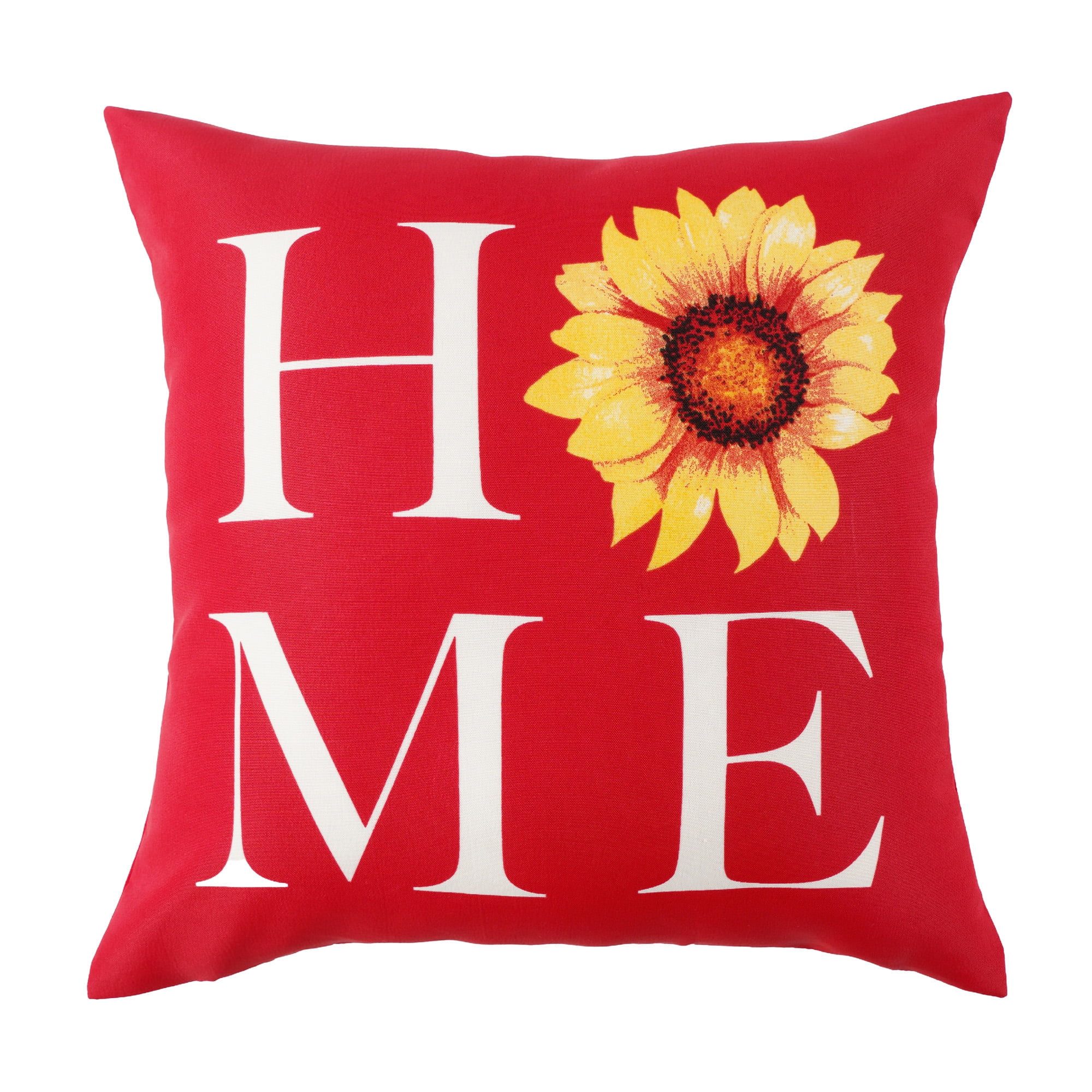 Mainstays 2-pack Home Sunflower Reversible Outdoor Throw Pillow, 16 inch, Red
