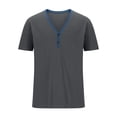 thumbnail image 1 of Birdeem Shirts for Men Mens V-Neck Solid Color Top Short Sleeve V-Neck Blouses Shirts, 1 of 1