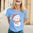 thumbnail image 2 of Women's Christmas T-Shirts Casual Fashionable Snowman Print Short Sleeve Round Neck Plus Size Tees Tops, 2 of 4