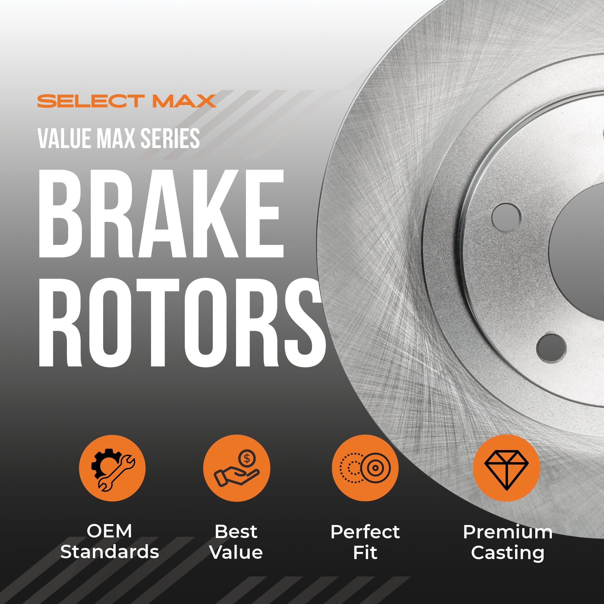 Max Advanced Brakes - Front Brake Rotor Set for 2012-2015 Honda Civic, OE-Style Replacement Front Rotors, Best Value