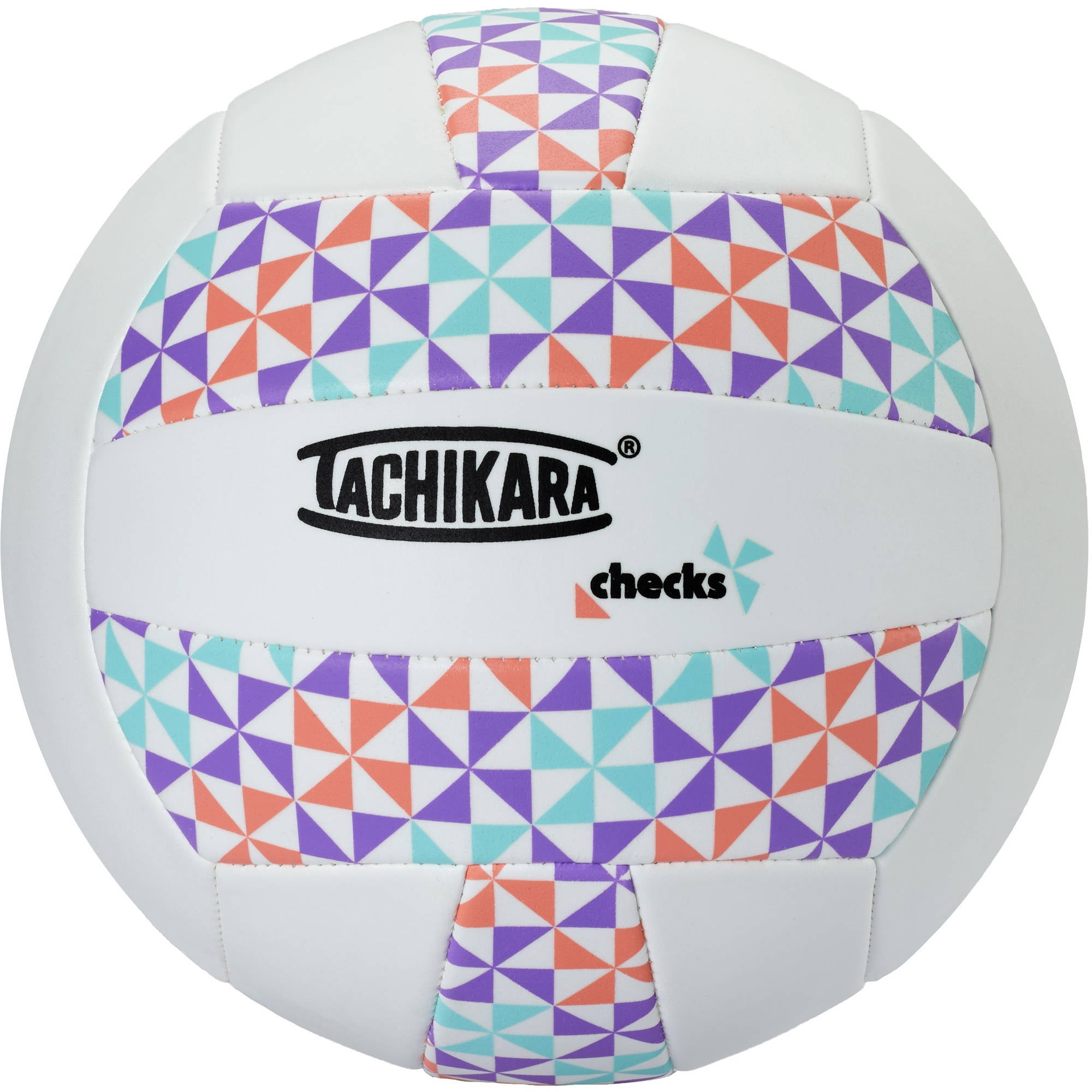 Tachikara SofTec CHECKS Pattern Volleyball, Aqua/White