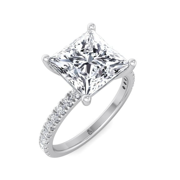Amarillo - Moissanite Princess Cut Lab Diamond Engagement Ring With PavÃ© Sidestones