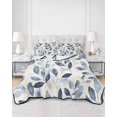 thumbnail image 3 of Navy Blue Botanical Twin Size Down Alternative Comforter, Lightweight Comforter Quilt Bedding Set with Pillow Shams Pastoral Spring Leaves Watercolor All Seasons Bed Comforter Duvet Insert 68"x86", 3 of 7