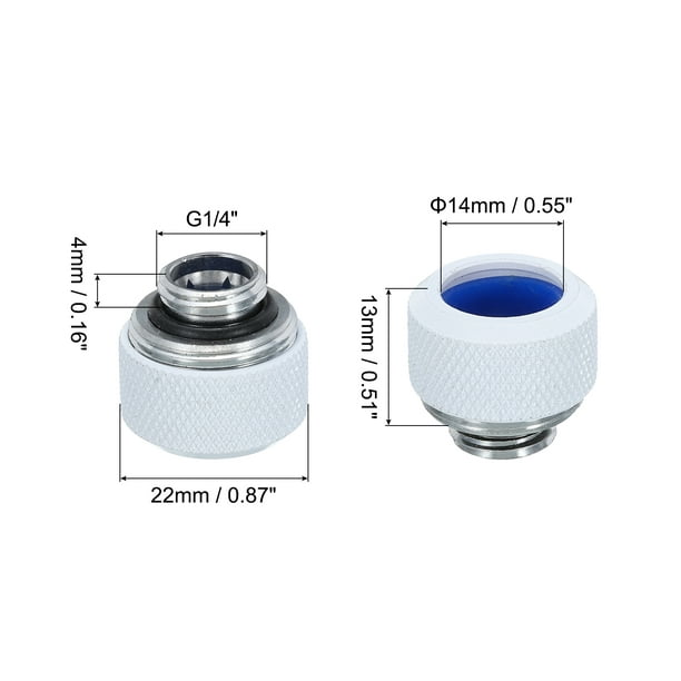 Hard Tube Compression Fitting G1/4'' to 14mm OD Anti-Off Adapter White  Computer Water Cooling System 