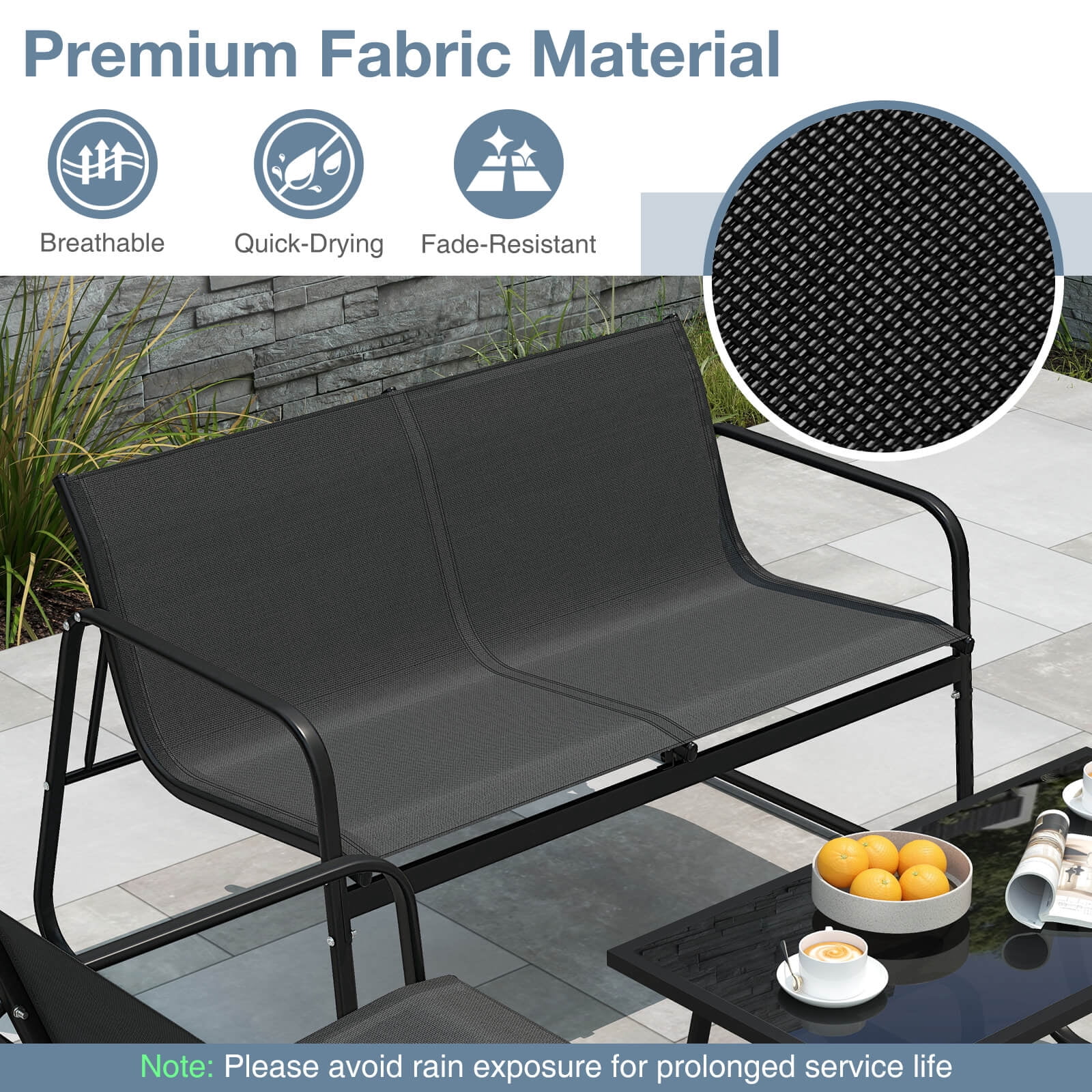 Costway 4 PCS Patio Furniture Set Fabric Lawn Chairs and Loveseat with  Coffee Table
