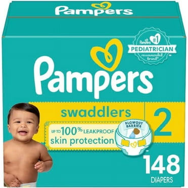 Pampers Swaddlers Diapers - Size 2, 148 Count, Ultra Soft Disposable Baby Diapers
