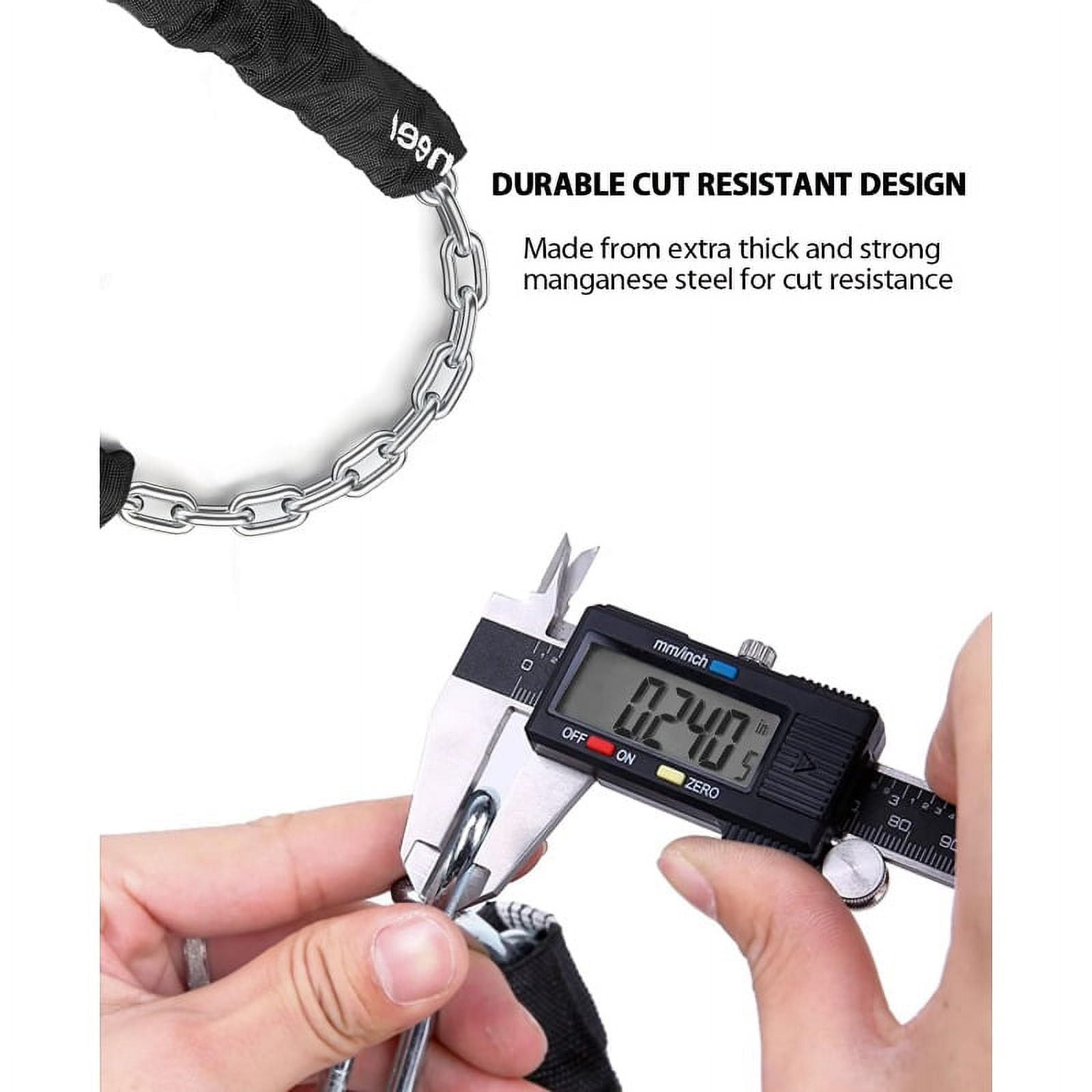 Bike Lock: 5 Digit Combination High Security Anti Theft Bike Chain Lock - 3.2/3.6/4ft Heavy Duty Resettable Keyless Bicycle Lock for Bike, Motorcycle, Scooter, Door & Gate - 4/6mm Thick