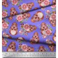 thumbnail image 2 of Soimoi Viscose Chiffon Fabric Skull & Begonia Floral Print Fabric by The Yard 42 Inch Wide, 2 of 3